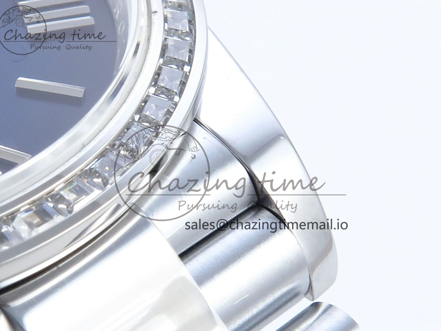 MiroTime 0409 Seasonal DayDate 40 SS QF 1:1 Best Edition Blue Black Dial Diamonds Bezel on President Bracelet A2836 V5 (Gain Weight) 482